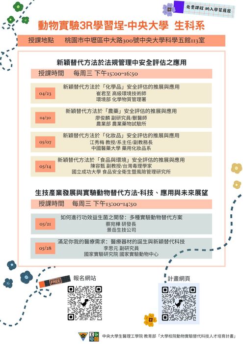 【3R學習埕課程】生命科學系 動物實驗3R學習埕總集