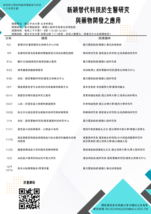 114-1新穎替與藥物開發課表